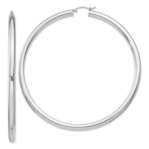 Lex & Lu Sterling Silver w/Rhodium 4mm Round Hoop Earrings LAL110977 - Lex & Lu