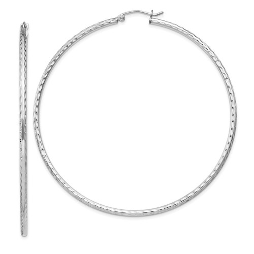 Lex & Lu Sterling Silver w/Rhodium 2.00mm D/C Hoop Earrings LAL110995 - Lex & Lu