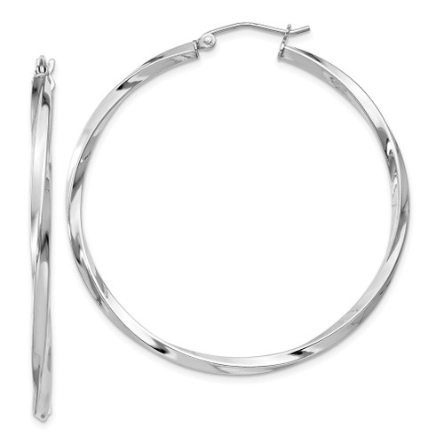 Lex & Lu Sterling Silver w/Rhodium Twisted Hoop Earrings LAL111005 - Lex & Lu