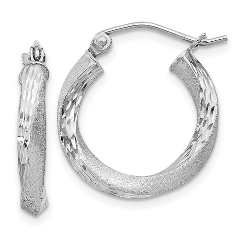 Lex & Lu Sterling Silver w/Rhodium Satin Finish D/C Twisted Hoop Earrings LAL111017 - Lex & Lu