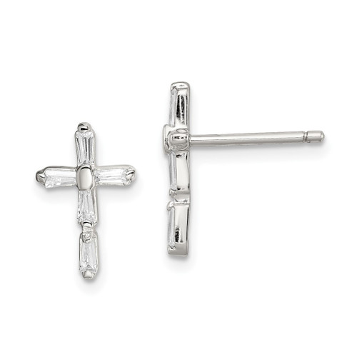 Lex & Lu Sterling Silver CZ Cross Post Earrings LAL111054 - Lex & Lu