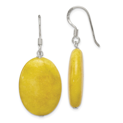 Lex & Lu Sterling Silver Yellow Jade Earrings - Lex & Lu