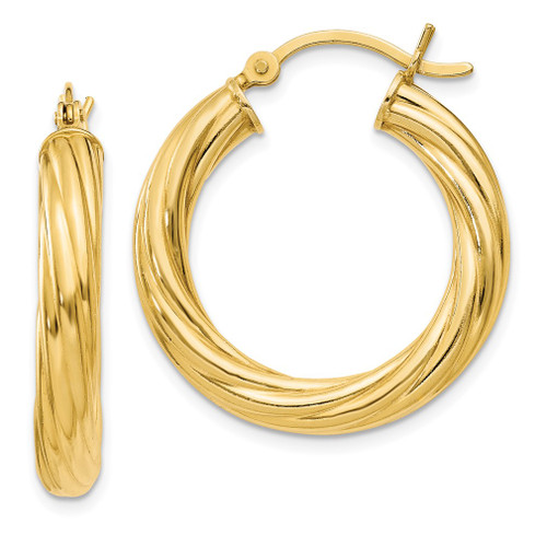 Lex & Lu Sterling Silver Gold-flashed Twist 25mm Hoop Earrings LAL111222 - Lex & Lu