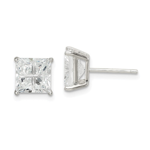 Lex & Lu Sterling Silver 7mm Square CZ Basket Set Stud Earrings LAL111332 - Lex & Lu