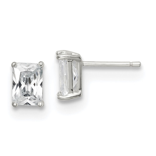 Lex & Lu Sterling Silver 7x5 CZ Stud Earrings - Lex & Lu