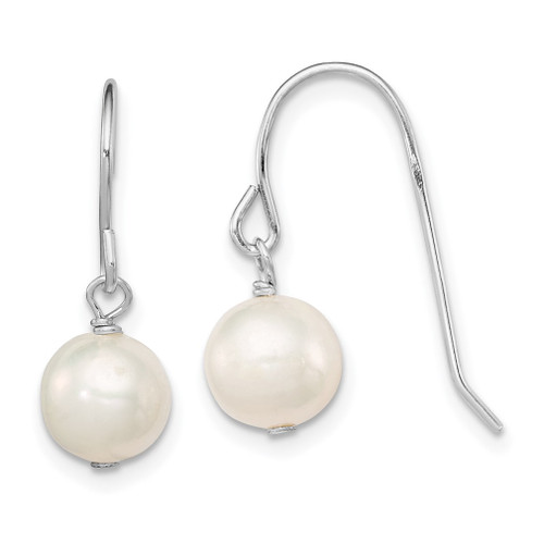 Lex & Lu Sterling Silver w/Rhodium White 7-8mm FWC Pearl Dangle Earrings - Lex & Lu