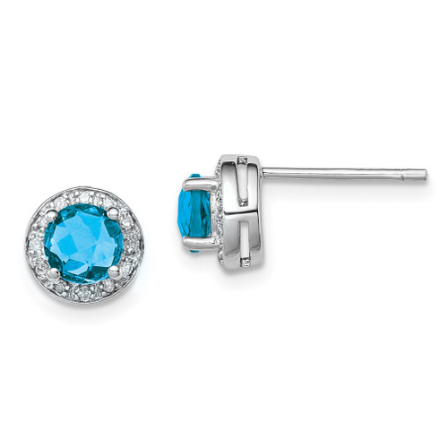 Lex & Lu Sterling Silver Diamond & Blue Topaz Earrings LAL111387 - Lex & Lu