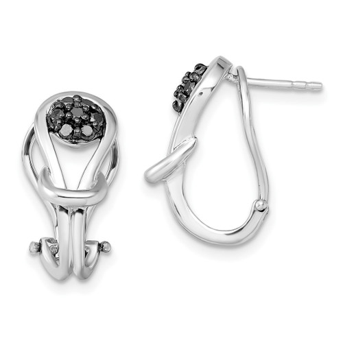 Lex & Lu Sterling Silver Black Diamond Love Knot Post Earrings - Lex & Lu