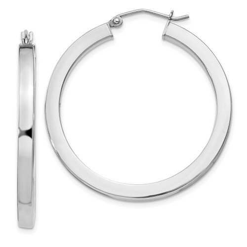 Lex & Lu Sterling Silver w/Rhodium Hoop 3mm Earrings LAL111478 - Lex & Lu