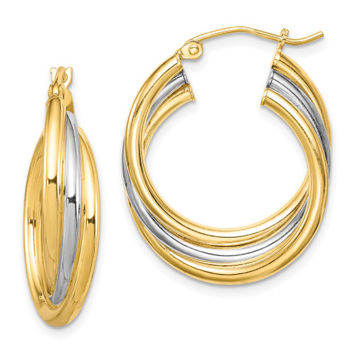 Lex & Lu Sterling Silver w/Rhodium & Gold-plated Hoop Earrings - Lex & Lu