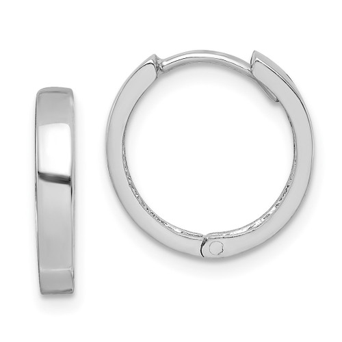 Lex & Lu Sterling Silver w/Rhodium Polished Hinged Hoop Earrings LAL111542 - Lex & Lu