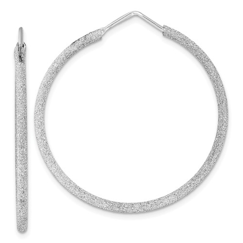 Lex & Lu Sterling Silver w/Rhodium Laser-cut Endless Hoop Earrings - Lex & Lu