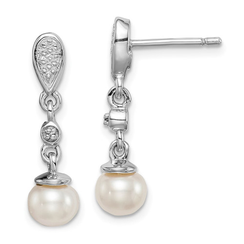 Lex & Lu Sterling Silver w/Rhodium Diamond & FWC Pearl Earrings LAL111851 - Lex & Lu