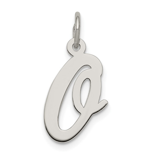 Lex & Lu Sterling Silver Medium Script Initial O Charm - Lex & Lu