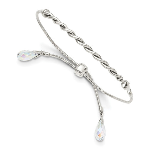 Lex & Lu Sterling Silver Crystals Tassel Adjustable Bracelet - Lex & Lu