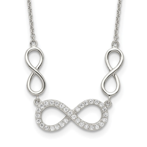 Lex & Lu Sterling Silver Polished CZ Infinity Symbol Necklace 18'' LAL112288 - Lex & Lu