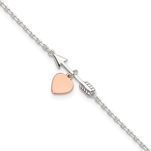 Lex & Lu Sterling Silver Arrow Anklet 10'' - Lex & Lu