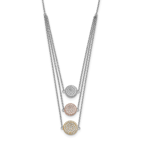 Lex & Lu Sterling Silver Gold & Rose Gold-plated CZ Necklace 15'' - Lex & Lu