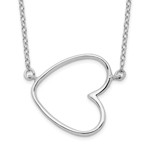 Lex & Lu Sterling Silver w/Rhodium Heart Necklace 16'' LAL112540 - Lex & Lu