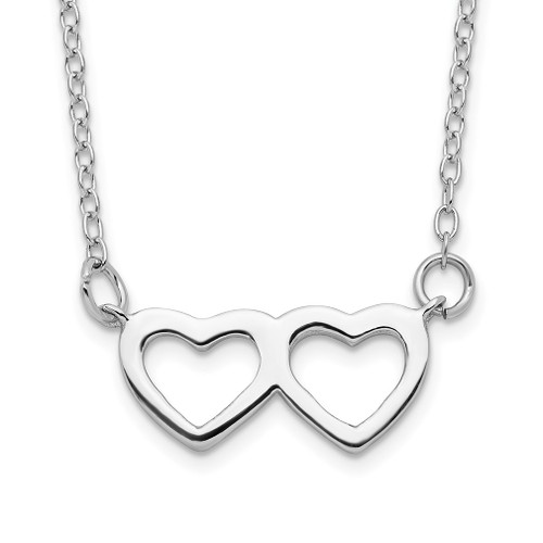 Lex & Lu Sterling Silver w/Rhodium Heart Necklace 16'' LAL112542 - Lex & Lu