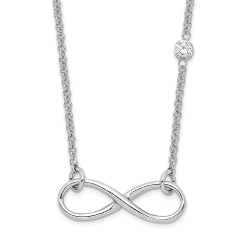 Lex & Lu Sterling Silver CZ Infinity Knot Necklace 18'' - Lex & Lu