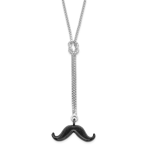 Lex & Lu Sterling Silver & Ruthenium-plated Mustache 18'' Necklace - Lex & Lu