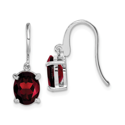 Lex & Lu Sterling Silver w/Rhodium Garnet Wire Earrings - Lex & Lu