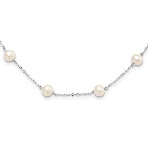 Lex & Lu Sterling Silver Rh-plated Fresh Water Cultured Pearl Necklace 16'' - Lex & Lu