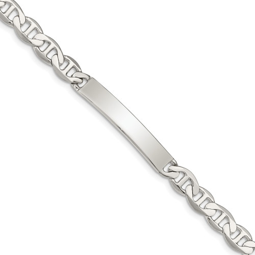 Lex & Lu Sterling Silver Engravable Anchor Link ID Bracelet 7'' LAL113123 - Lex & Lu