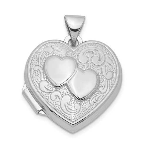 Lex & Lu Sterling Silver w/Rhodium Heart Locket LAL113536 - Lex & Lu