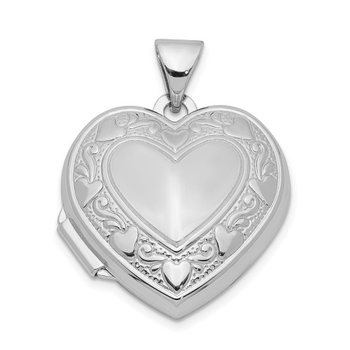 Lex & Lu Sterling Silver w/Rhodium Heart Locket LAL113556 - Lex & Lu