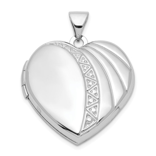 Lex & Lu Sterling Silver w/Rhodium 21mm Heart Locket - Lex & Lu