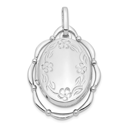 Lex & Lu Sterling Silver w/Rhodium 21x16mm Oval Locket - Lex & Lu