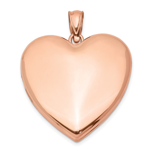 Lex & Lu Sterling Silver Rose Gold-plated 24mm Plain Heart Locket - Lex & Lu
