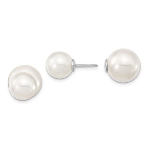 Lex & Lu Sterling Silver 10-11mm &11-12mm Shell Pearl White/White Earrings - Lex & Lu