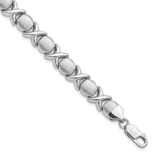 Lex & Lu Sterling Silver w/Rhodium X's and O's Bracelet 7.25'' - Lex & Lu