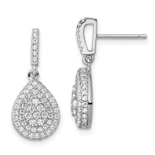 Lex & Lu Sterling Silver & CZ Brilliant Embers Dangle Post Earrings LAL114112 - Lex & Lu