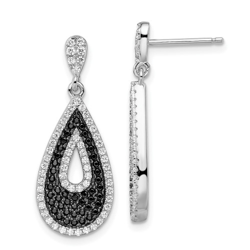 Lex & Lu Sterling Silver & CZ Brilliant Embers Teardrop Dangle Earrings LAL114384 - Lex & Lu