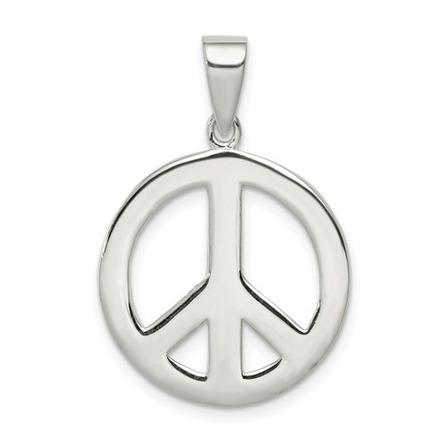 Lex & Lu Sterling Silver Round Polished Peace Pendant - Lex & Lu