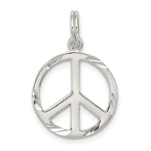 Lex & Lu Sterling Silver D/C Peace Symbol Charm LAL114718 - Lex & Lu