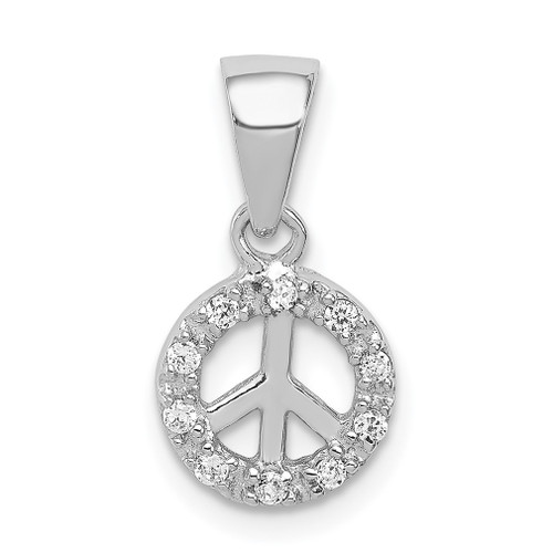 Lex & Lu Sterling Silver Small CZ Peace Pendant - Lex & Lu