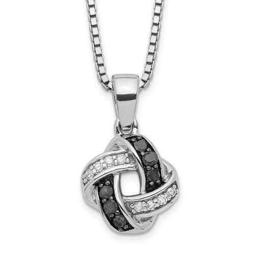 Lex & Lu Sterling Silver Black & White Diamond Pendant Necklace LAL114830 - Lex & Lu