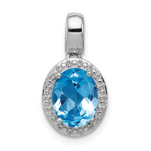 Lex & Lu Sterling Silver w/Light Swiss Blue Topaz Oval Pendant - Lex & Lu