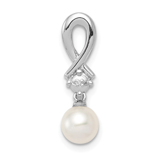 Lex & Lu Sterling Silver FW Cultured Pearl Diamond Pendant LAL115237 - Lex & Lu