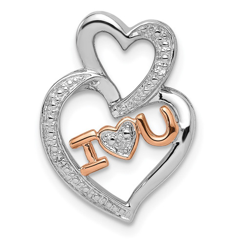 Lex & Lu Sterling Silver Diamonds Rose Gold Flash Plated I HEART U Pendant - Lex & Lu