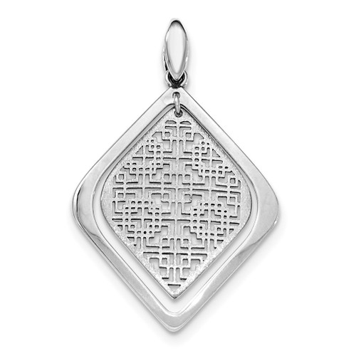 Lex & Lu Sterling Silver w/Rhodium Brushed/Polished Pendant - Lex & Lu