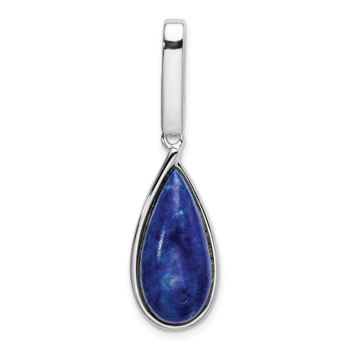 Lex & Lu Sterling Silver w/Rhodium Natural Lapis Teardrop Pendant - Lex & Lu