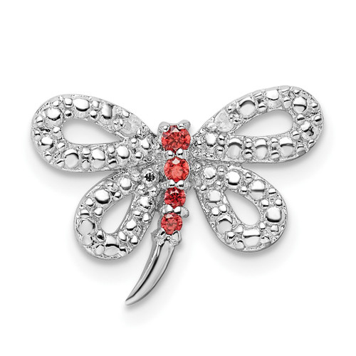 Lex & Lu Sterling Silver w/Rhodium CZ Dragonfly Chain Slide - Lex & Lu