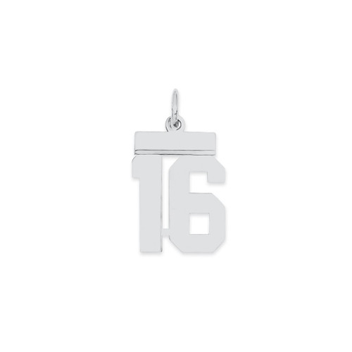 Lex & Lu Sterling Silver Small Polished Number 16 - Lex & Lu