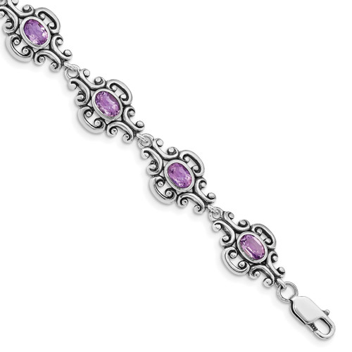 Lex & Lu Sterling Silver Amethyst Bracelet LAL117218 - Lex & Lu